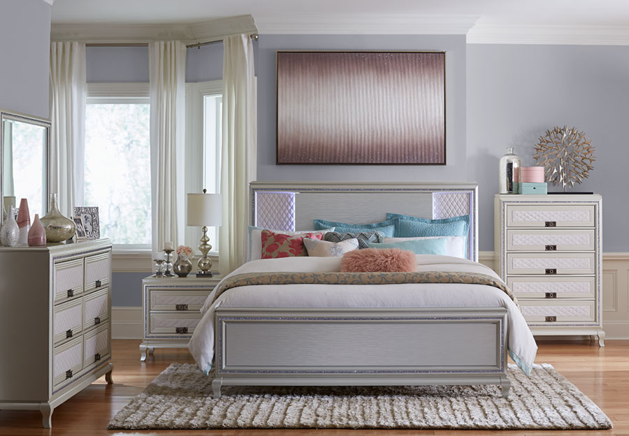 Lifestyle Shanel King Panel Bed, Dresser, and Mirror