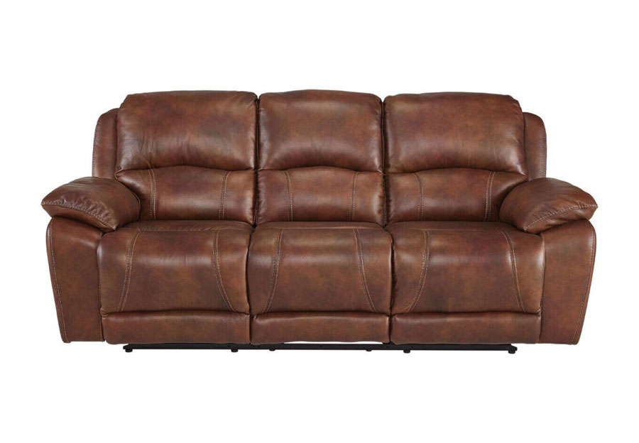 Cheers Princeton Chocolate Leather Match Manual Reclining Sofa and Reclining Console Loveseat