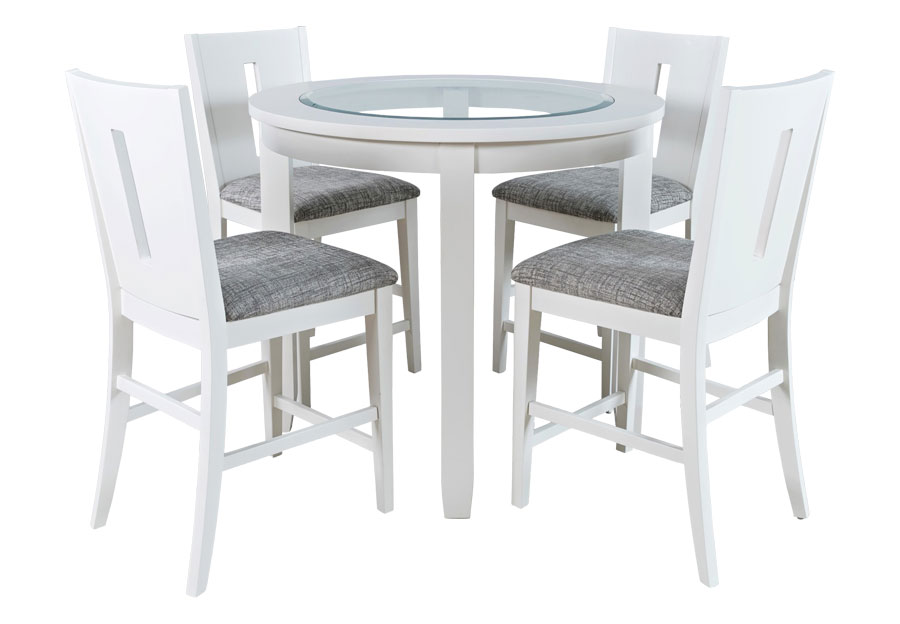 Jofran Urban Icon Round Counter Table with Four Slotback Counter Stools