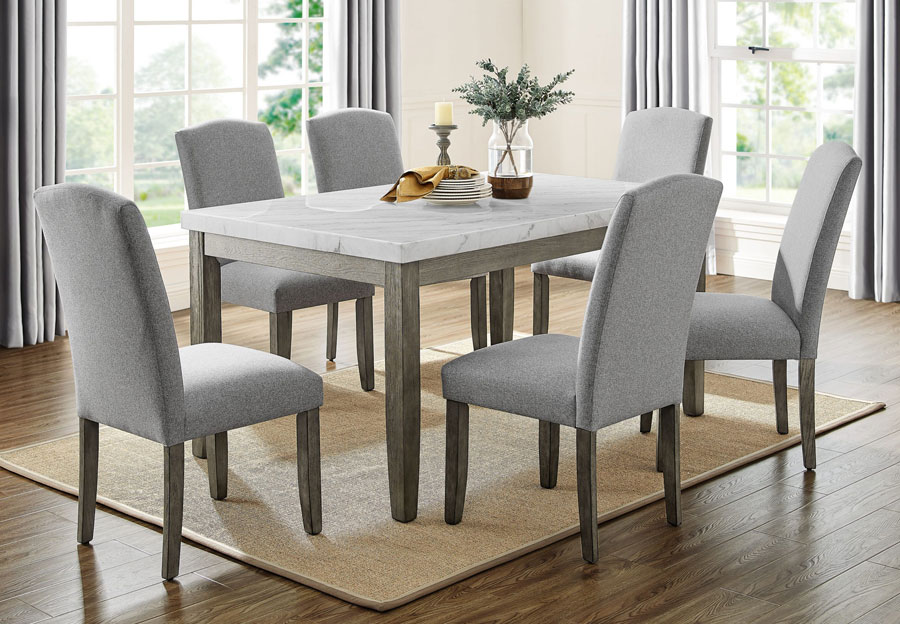 Furniture Warehouse Offers A Large, Square Marble Dining Table Set For 4