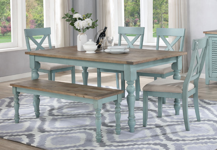 Lifestyle Harbor Bay Blue Rectangle Dining Table with Four X-Back Side Chairs