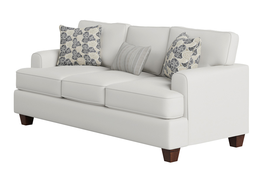 Fusion Max Pearl Sofa with Shiplap Sand and Seashore Sand Accent Pillows