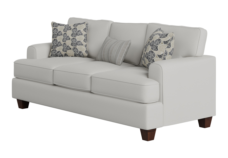 Fusion Max Pearl Sofa with Shiplap Sand and Seashore Sand Accent Pillows