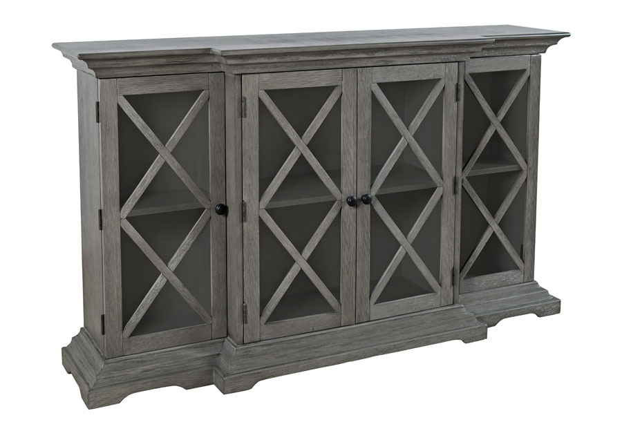 Jofran Carrington Grey 60-Inch Breakfront Cabinet