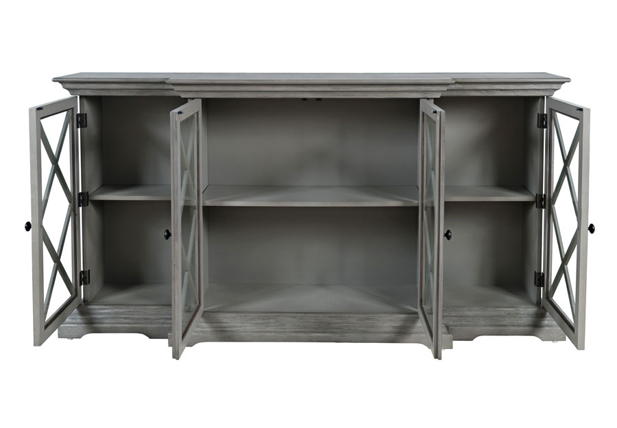 Jofran Carrington Grey 70-Inch Breakfront Cabinet