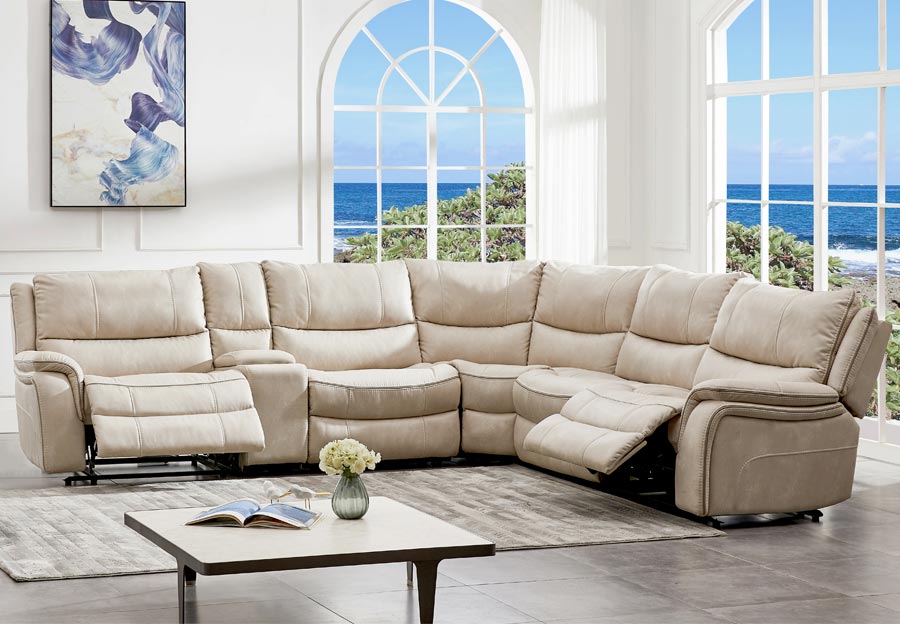 Cheers Cayman Snow Manual Reclining Sectional With Three Recliners