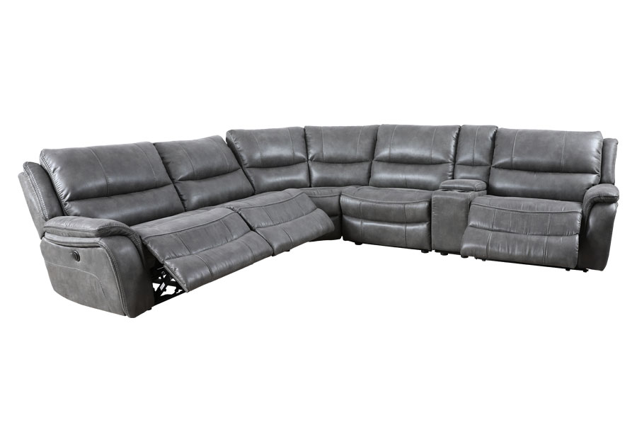 Cheers Cayman Gunmetal Power Reclining Sectional With Three Recliners