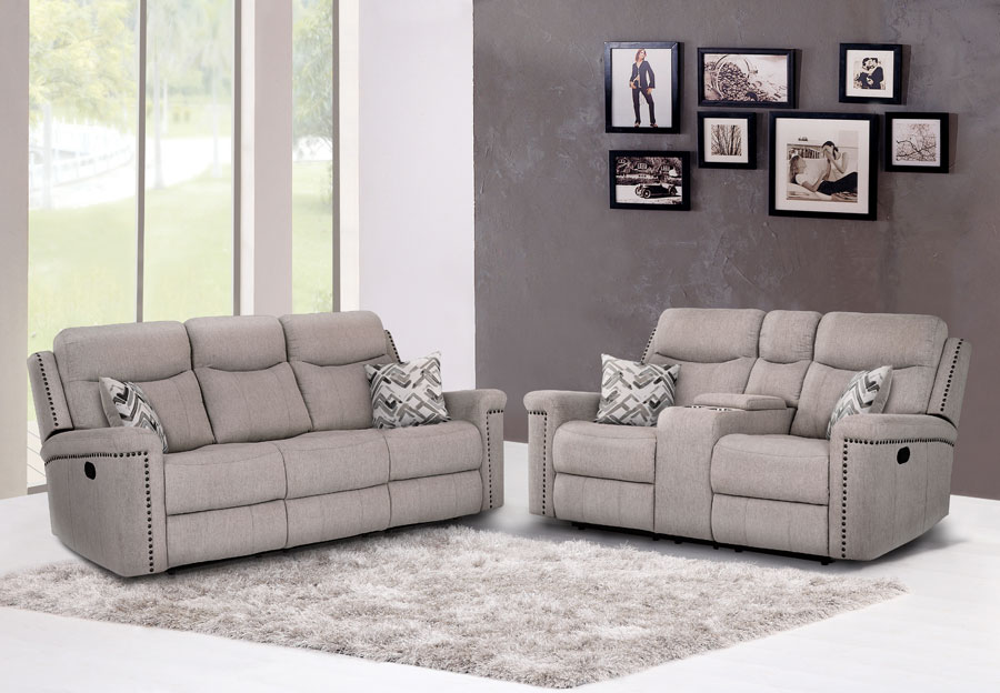 Lane Ingram Cream Dual Power Reclining Sofa and Console Loveseat with Toss Pillows