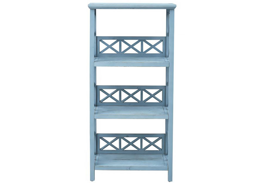 Coast to Coast Distressed Blue Three Shelf Bookcase