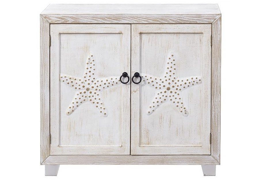 Coast to Coast White Washed Starfish Two Door Accent Cabinet