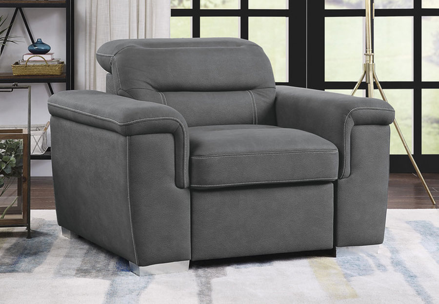 Homelegance Alfio Grey Recliner with Pull-out Ottoman