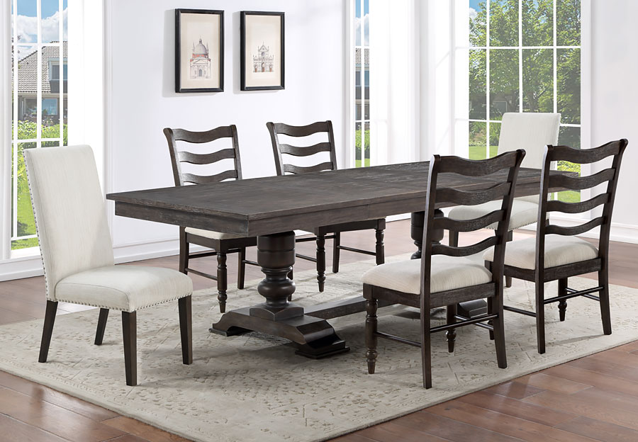 Steve Silver Hutchins Charcoal Dining Table with Four Side Chairs