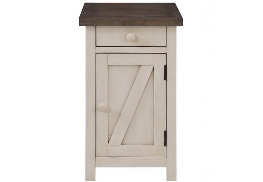 Coast to Coast White Bar Harbor Chairside Table with One Drawer and One Door