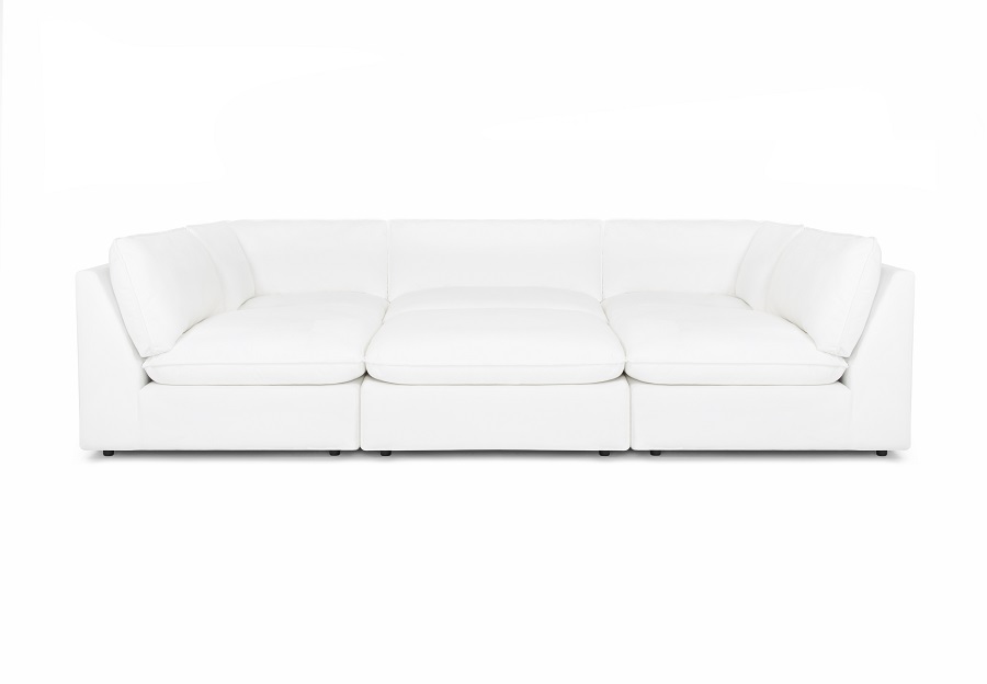 Franklin Allura Dream Pearl Sectional With Two Corners, Three Armless and One Ottoman