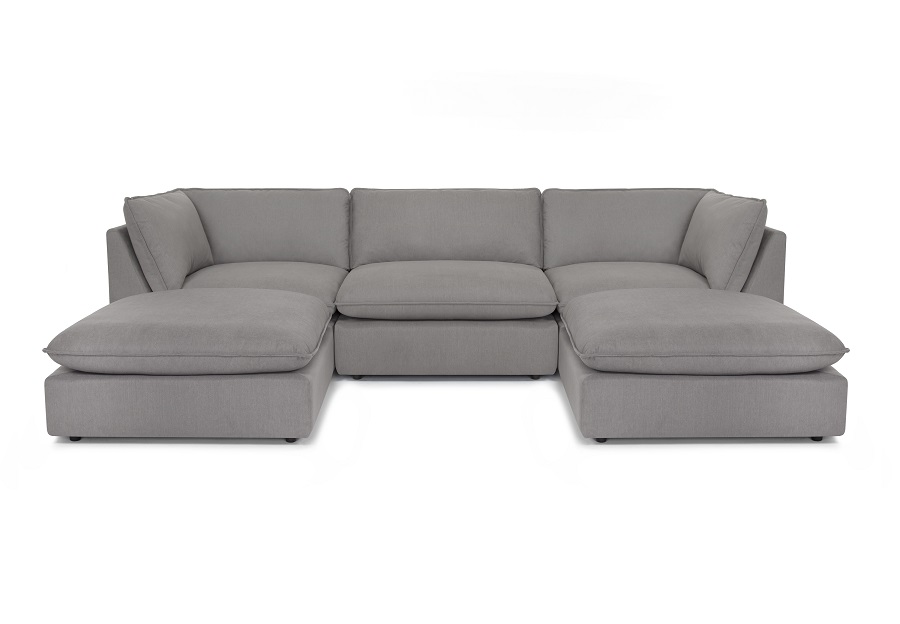 Franklin Allura Dream Slate Sectional With Two Corners, One Armless and Two Ottoman