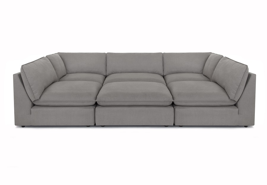 Franklin Allura Dream Slate Sectional With Two Corners, Three Armless and One Ottoman
