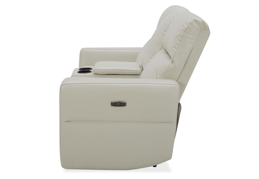 Kuka Relax Ave Ivory Leather Match Dual Power Reclining Console Loveseat