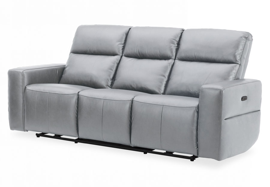 Kuka Relax Ave Light Grey Leather Match Dual Power Reclining Sofa