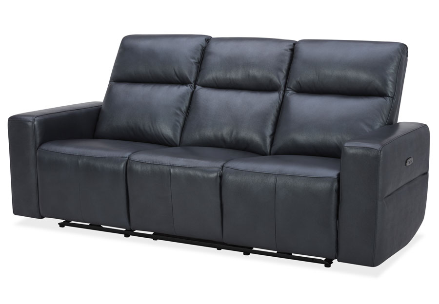 Kuka Relax Ave Navy Leather Match Dual Power Reclining Sofa