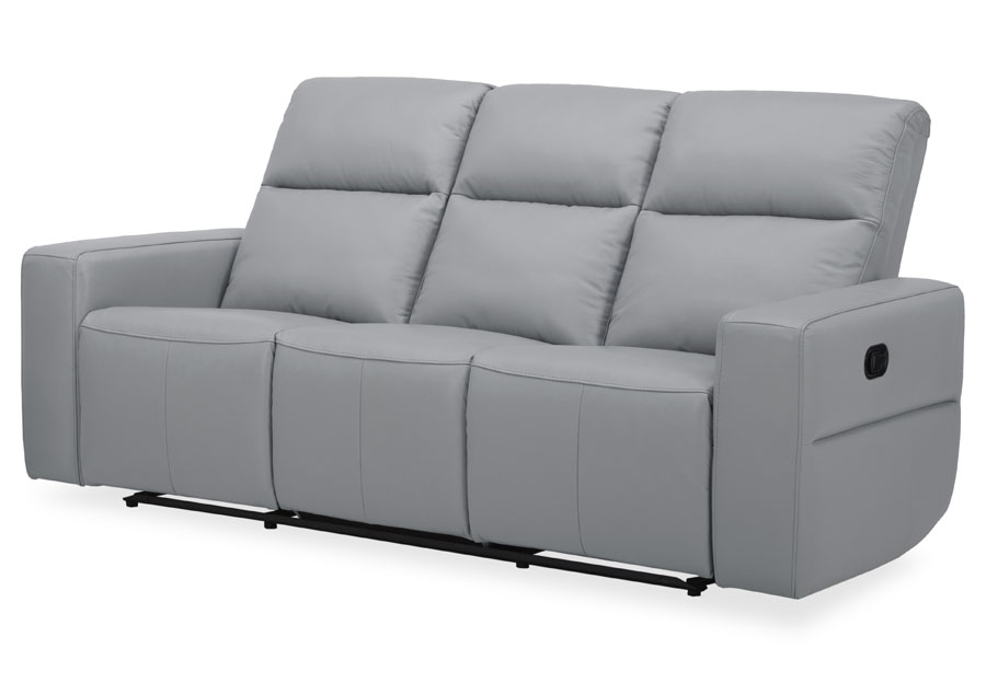 Kuka Relax Ave Light Grey Leather Match Manual Reclining Sofa