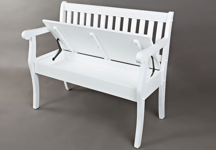 Jofran Artisan's Craft Weathered White Storage Bench
