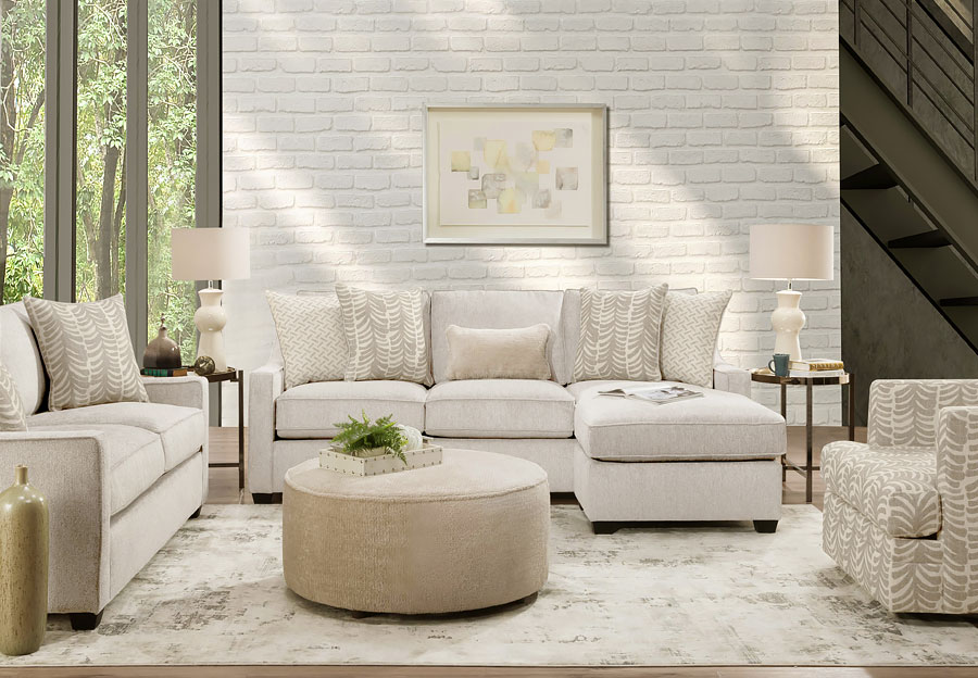 Behold Home Saint Charles Cream Sofa with Chaise and Loveseat