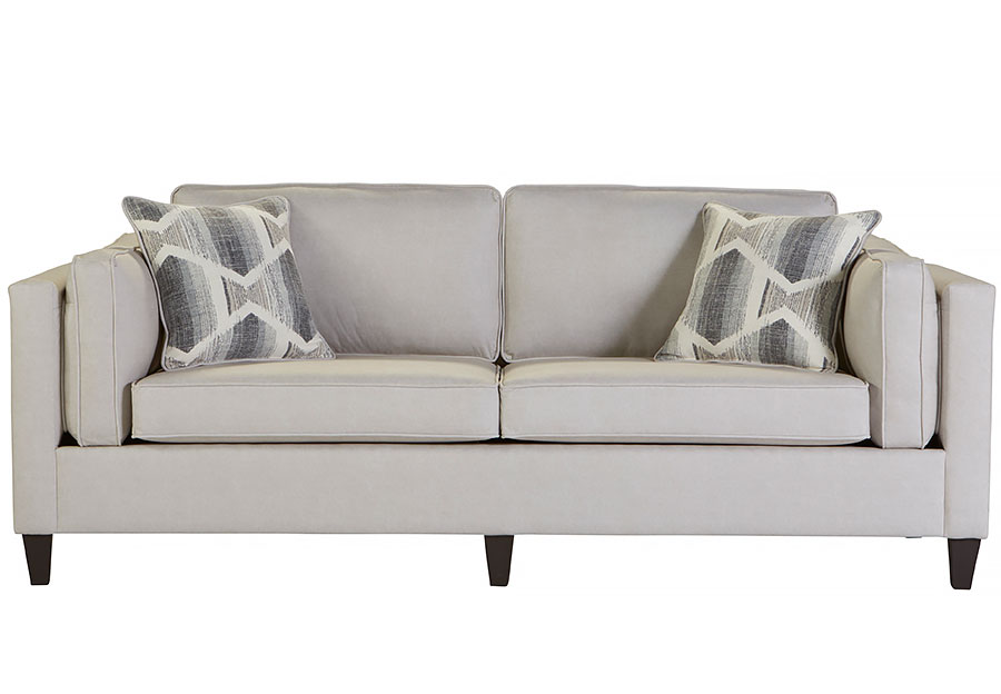 Hughes Forge Stone Sofa with Zara Charcoal Pillows
