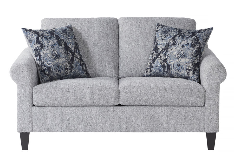 Hughes Bravo Pepper Loveseat with Sapphire and Exotic Jeans Pillows