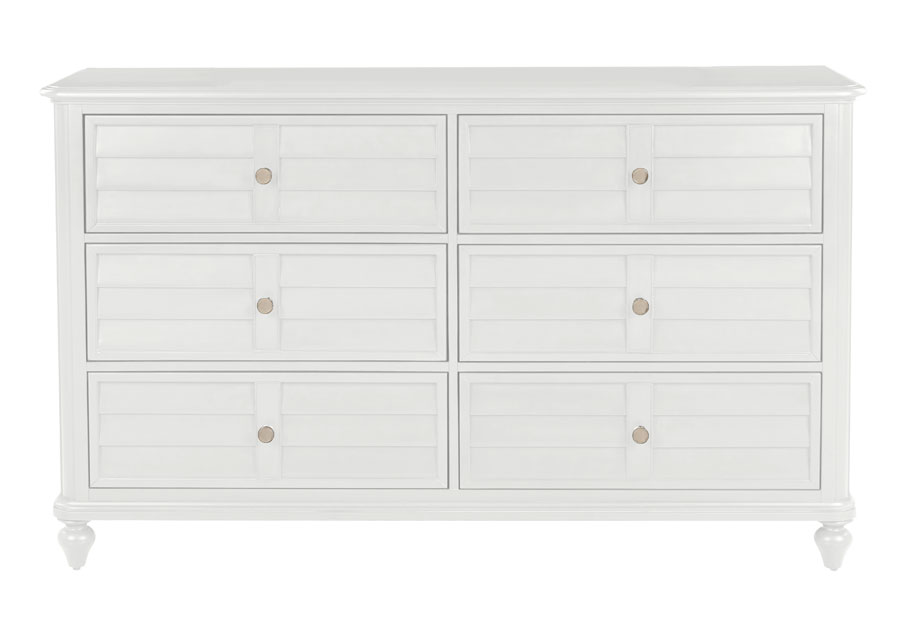 Powell Naples White Six-Drawer Dresser