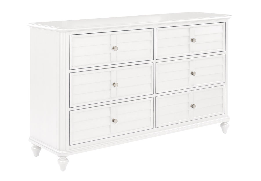 Powell Naples White Six-Drawer Dresser
