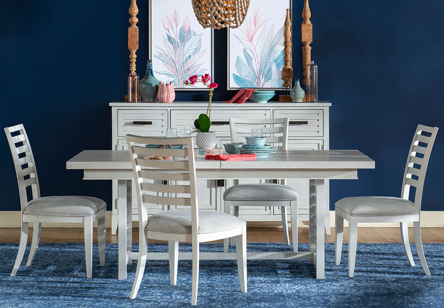 Legacy Edgewater White Dining Table with Four Side Chairs