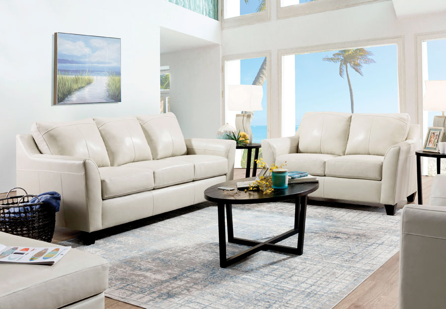 compensation dictionary have confidence Leather Italia Keenan Cream Leather Match Sofa And Loveseat