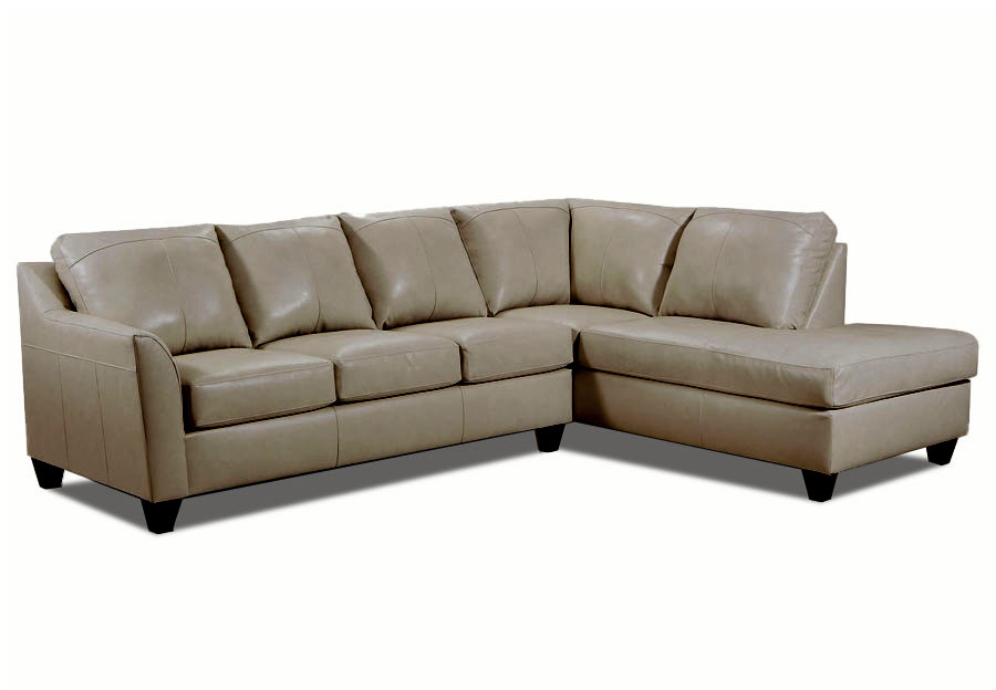 Leather Italia Keenan Grey Leather Match Two Piece Sectional