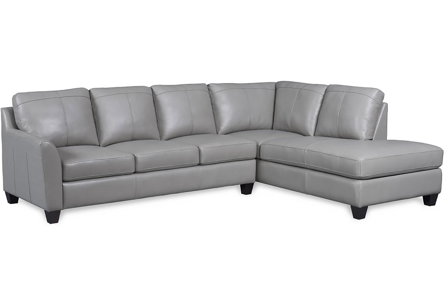 Leather Italia Keenan Grey Leather Match Two Piece Sectional