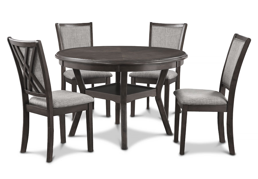 New Classic Amy Grey Round Dining Table with Four Chairs