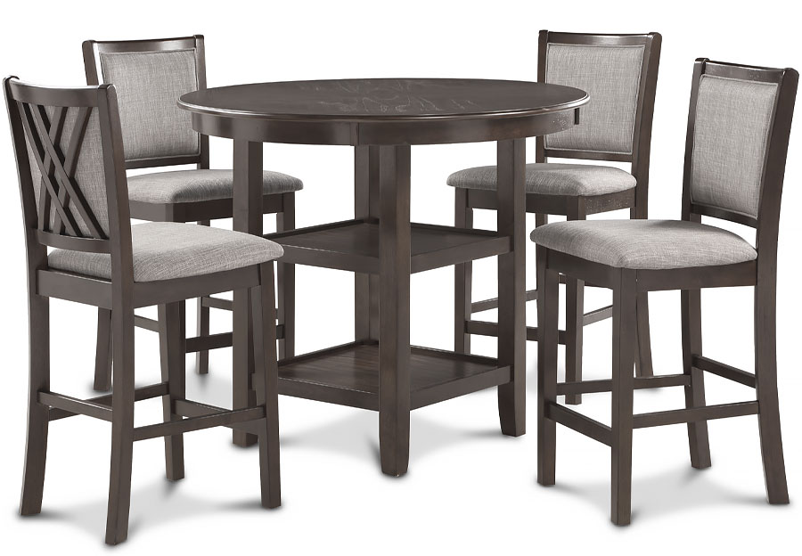 New Classic Amy Grey Round Counter Dining Table with Four Chairs