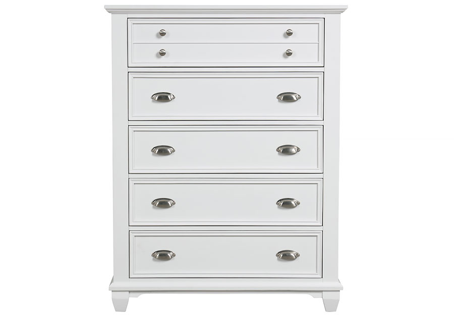 New Classic Jamestown White Five Drawer Chest