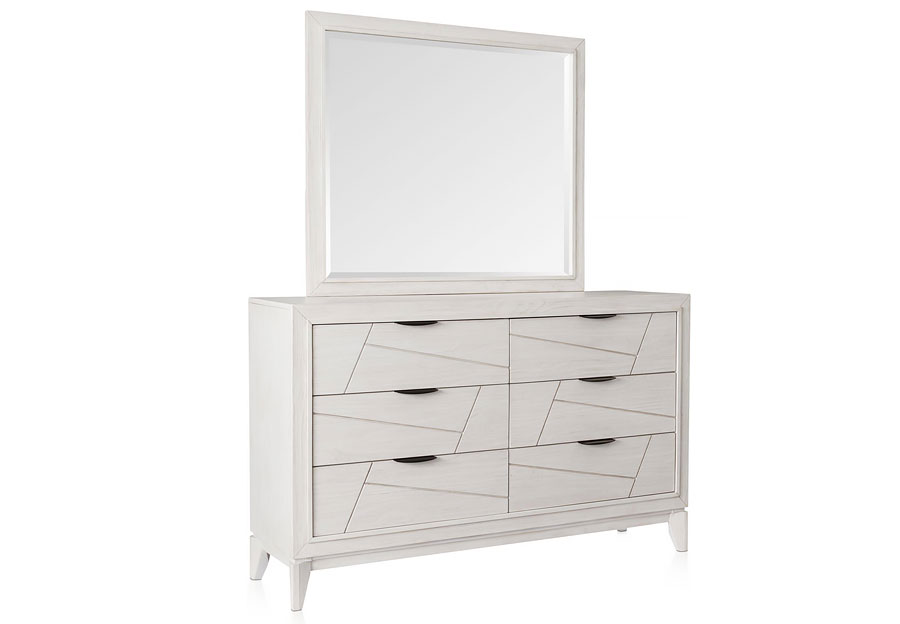 Elements Artis White Queen Bed, Dresser, and Mirror