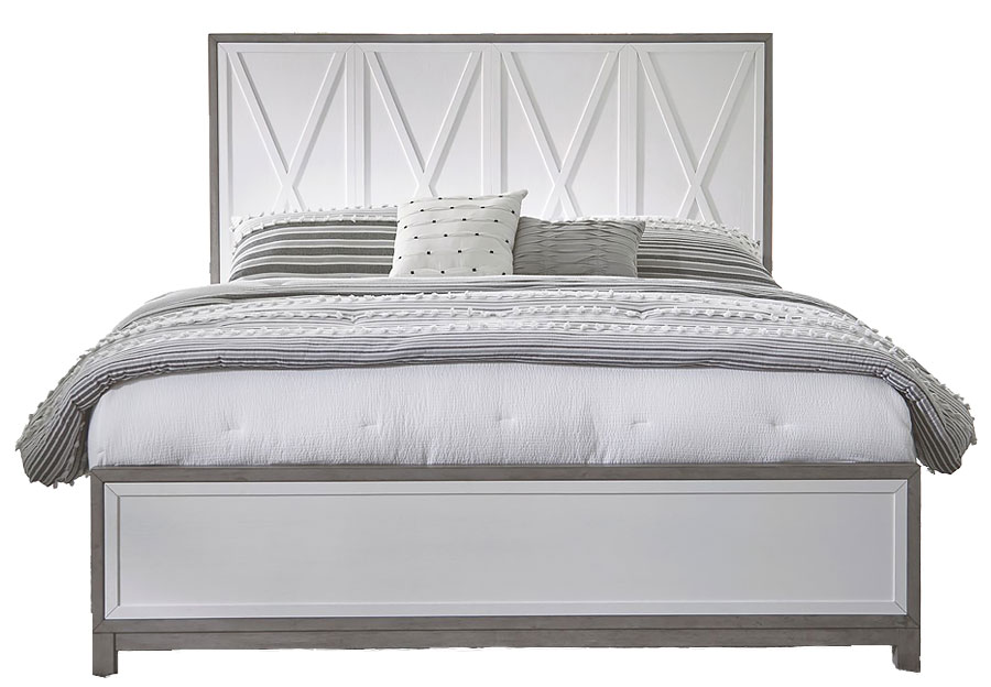 Liberty Furniture Palmetto Heights Shell White King Bed, Dresser, and Mirror