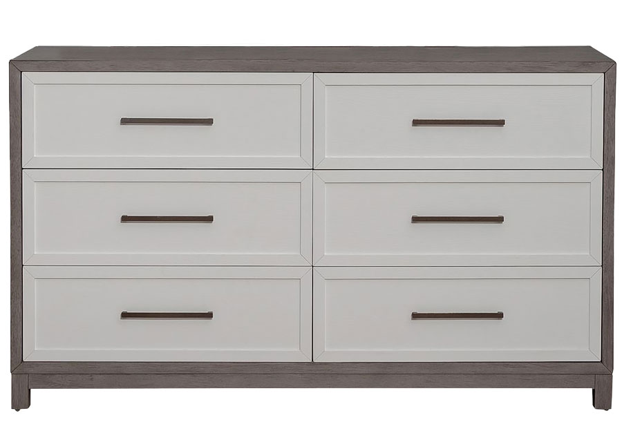 Liberty Furniture Palmetto Heights Shell White King Bed, Dresser, and Mirror