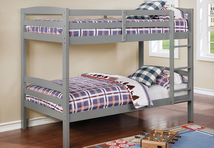 Lifestyles Jasper Grey Twin Over Twin Bunk Bed