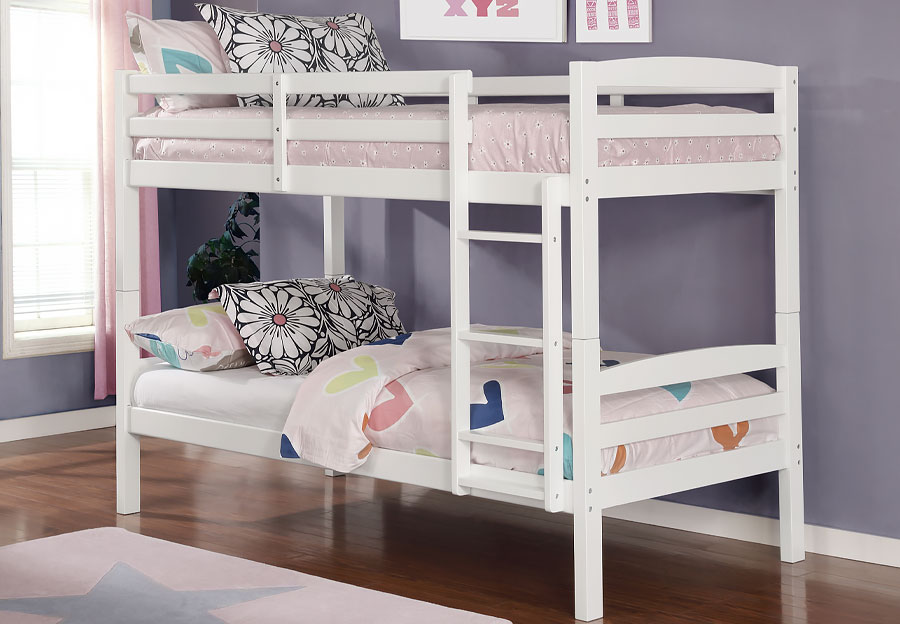 Lifestyles Jasper White Twin Over Twin Bunk Bed