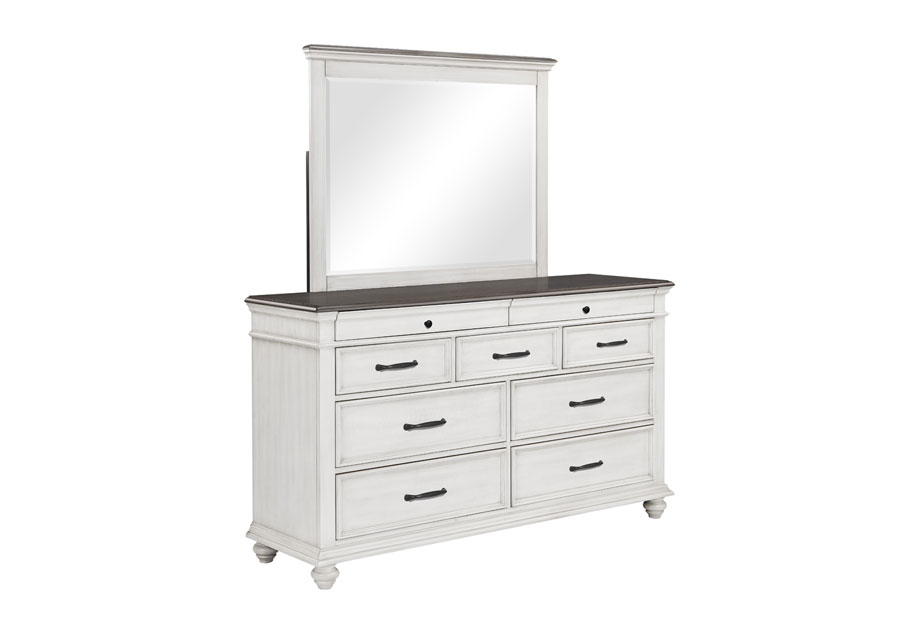 Powell Carrington King Panel Bed, Dresser and Mirror