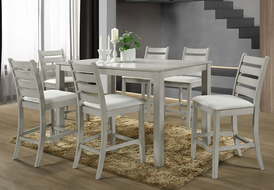 New Classic Pascal Driftwood Counter Dining Table With Four Chairs