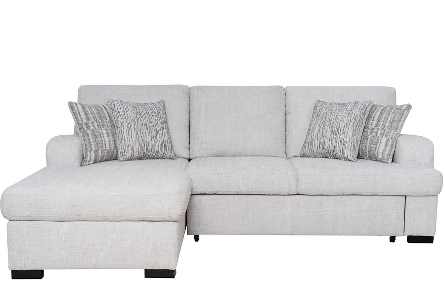 Fine Keaton Cream Two Piece Left Side Chaise Queen Sleeper Sectional