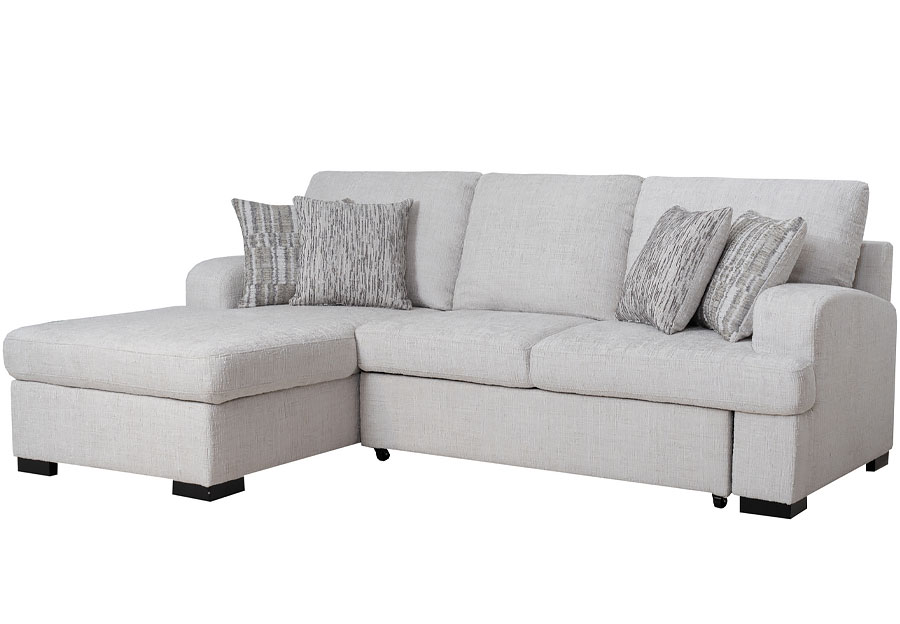 Fine Keaton Cream Two Piece Left Side Chaise Queen Sleeper Sectional