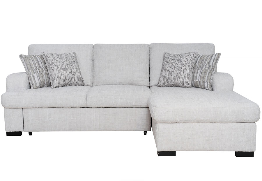 Fine Keaton Cream Two Piece Right Side Chaise Queen Sleeper Sectional