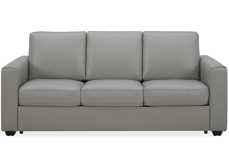 Kuka Aldon Light Grey Leather Sleeper Sofa with Innerspring Mattress