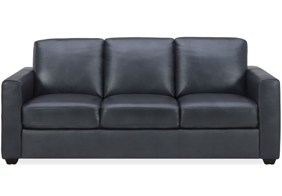 Kuka Aldon Navy Leather Sleeper Sofa with Innerspring Mattress and Loveseat