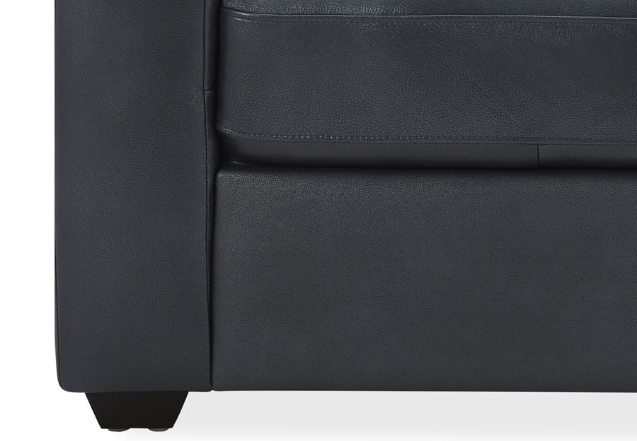Kuka Aldon Navy Leather Sleeper Sofa with Innerspring Mattress and Loveseat